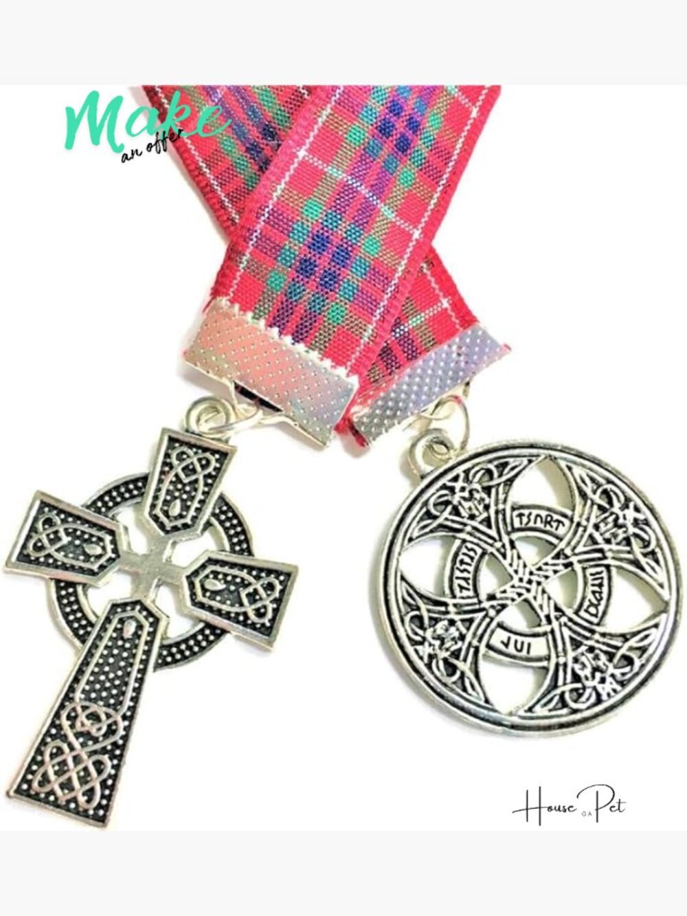 Outlander Bookmark, Fiery Cross, Handmade, Edinburgh Tartan, Celtic Cross, Gift